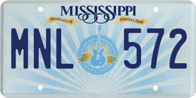 MS license plate MNL572