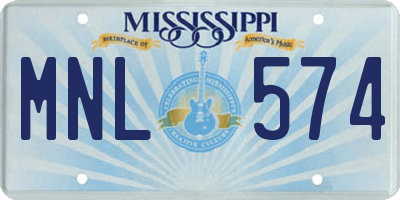 MS license plate MNL574