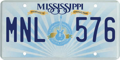 MS license plate MNL576