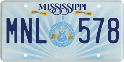 MS license plate MNL578