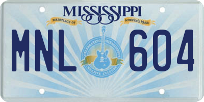 MS license plate MNL604