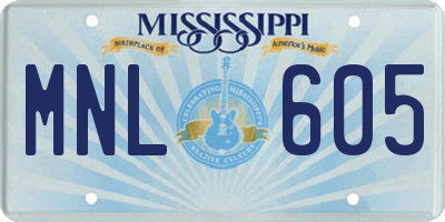 MS license plate MNL605