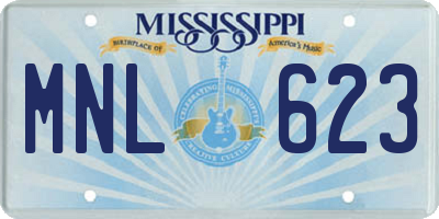 MS license plate MNL623