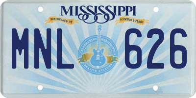 MS license plate MNL626