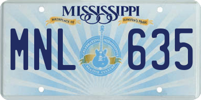 MS license plate MNL635
