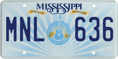 MS license plate MNL636