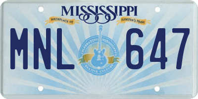 MS license plate MNL647