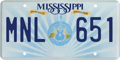 MS license plate MNL651