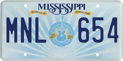 MS license plate MNL654