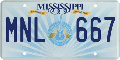 MS license plate MNL667