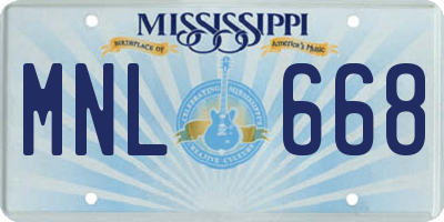 MS license plate MNL668