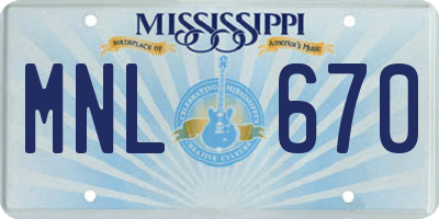 MS license plate MNL670