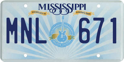MS license plate MNL671