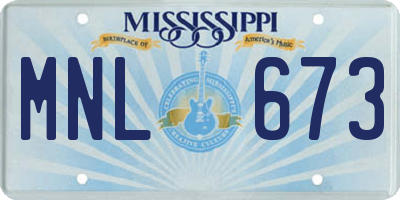 MS license plate MNL673