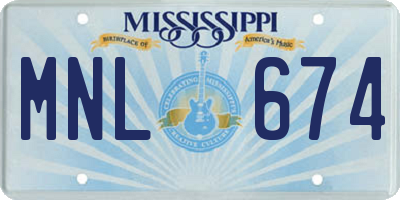 MS license plate MNL674