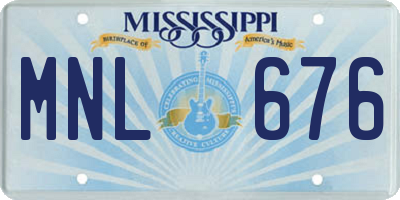 MS license plate MNL676