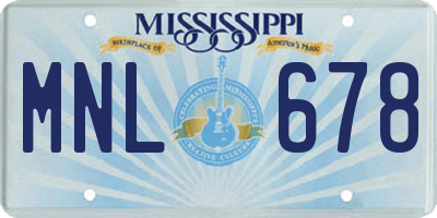 MS license plate MNL678