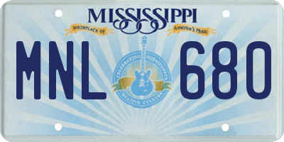 MS license plate MNL680
