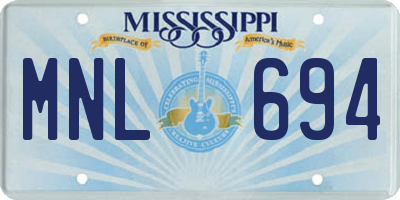 MS license plate MNL694
