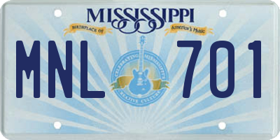 MS license plate MNL701