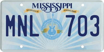MS license plate MNL703