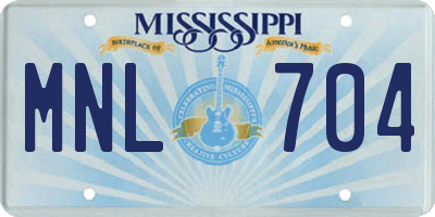 MS license plate MNL704