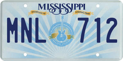MS license plate MNL712
