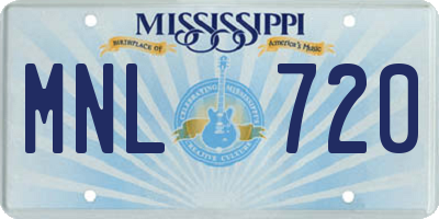 MS license plate MNL720