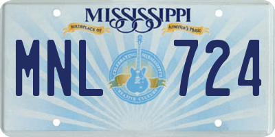 MS license plate MNL724