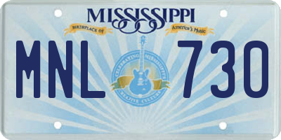 MS license plate MNL730