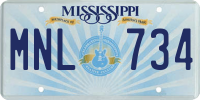 MS license plate MNL734