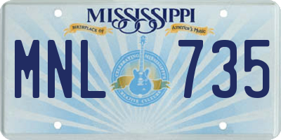 MS license plate MNL735