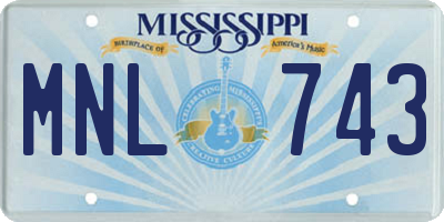 MS license plate MNL743