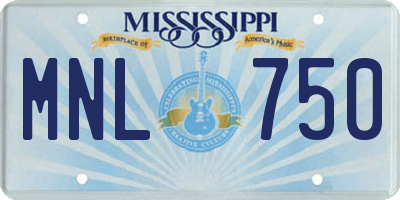 MS license plate MNL750