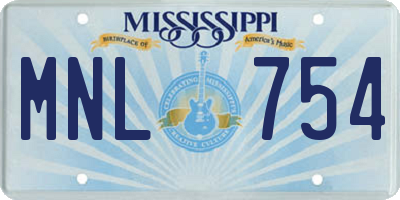 MS license plate MNL754