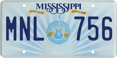 MS license plate MNL756