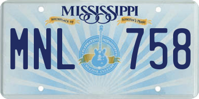 MS license plate MNL758