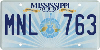 MS license plate MNL763