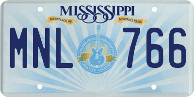 MS license plate MNL766