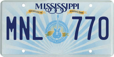 MS license plate MNL770