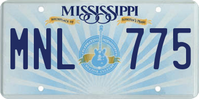 MS license plate MNL775