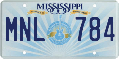MS license plate MNL784