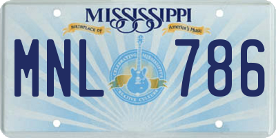 MS license plate MNL786
