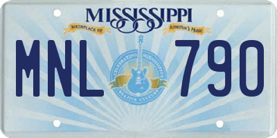 MS license plate MNL790