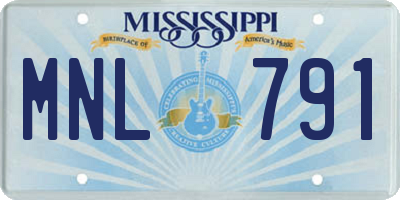 MS license plate MNL791