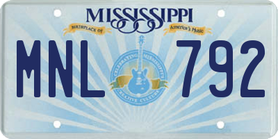 MS license plate MNL792