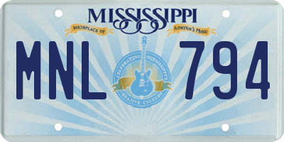 MS license plate MNL794