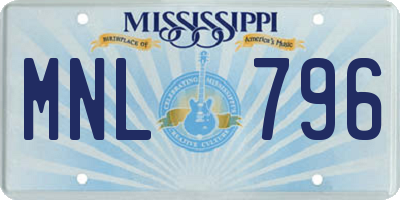 MS license plate MNL796