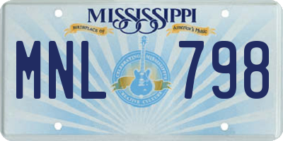 MS license plate MNL798