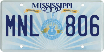 MS license plate MNL806